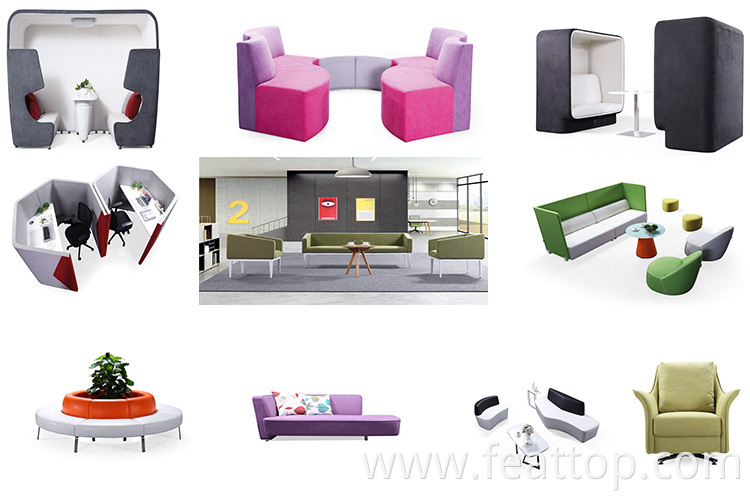 Morden High Back Commercial Double Seaters Private Meeting Soundproof Sofa For Office Chatting Area